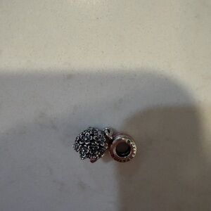 Pandora Silver and Black Floral Charm